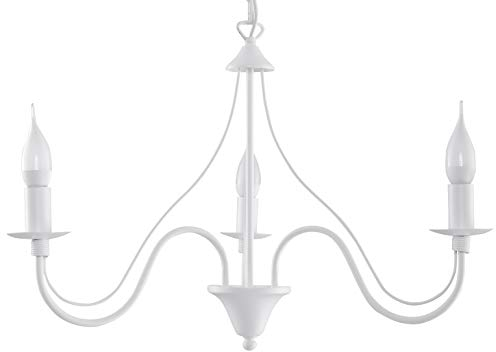 SOLLUX lighting Kronleuchter Hängelampe Hängeleuchte - Deckenlampe Stahl - 3 Flammig - LED Lampe Glühbirne - Weiß Minerwa
