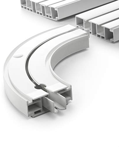 DQ-PP ] 180 cm (2 x 90 cm + connecteur) Rail de rideau en PVC 1 voie Rail intérieur Rail de plafond + arc rond