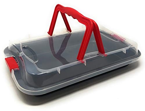 MGE - Roasting Baking Tin Tray with Lid - Non Stick Roasting Oven Baking Tin Tray - Roasting Pan - Carbon Steel - 36 x 23 cm