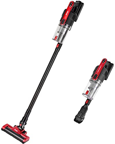 Venga! 2-in-1 Cordless Stick and Handheld Vacuum Cleaner, Bagless, Rechargeable, Rotative Brush + 2 Extras, Up to 12 kPa, 2000 mAh Li-ion Battery, Red/Black, VG HVC 3000 BS