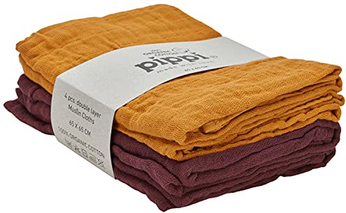Pippi Unisex Baby 4er Pack Stoffwindeln, Spucktücher, Kuscheltücher oder Windeltücher, Geeignet Badebekleidungsset