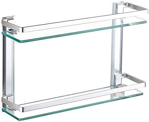 Sywlwxkq Badezimmerregal, Glaswandregal Aluminiumregal für 2-stöckige Duschwände für die Badküchen-Handtuchhalter (Größe: 40 cm)