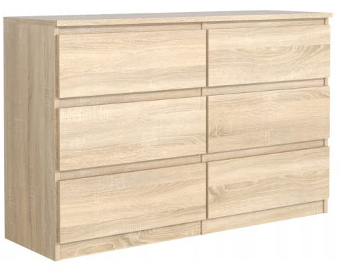 3xE Living Kommode 120 cm mit 6 Schubladen in 5 Farbvarianten (Sonoma Eiche)