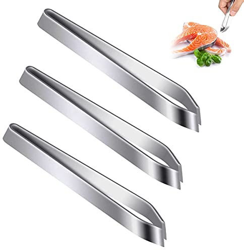 Pinza a spina di pesce in acciaio inossidabile, 3 pinzette angolate di qualità professionale, pinzetta da cucina in acciaio inossidabile per rimuovere ossa e peli