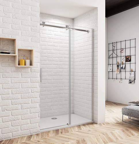 Aica Sanitär Duschtür 125cm Duschabtrennung Schiebetür Duschwand Dusche 8mm NANO Glas H195cm