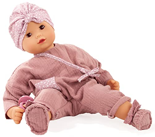 Götz 2227911 Maxy Muffin Soft Mood Puppe - 42 cm große Babypuppe mit braunen Schlafaugen, ohne Haare und Weichkörper - Weichkörperpuppe in 6-teiligen Set