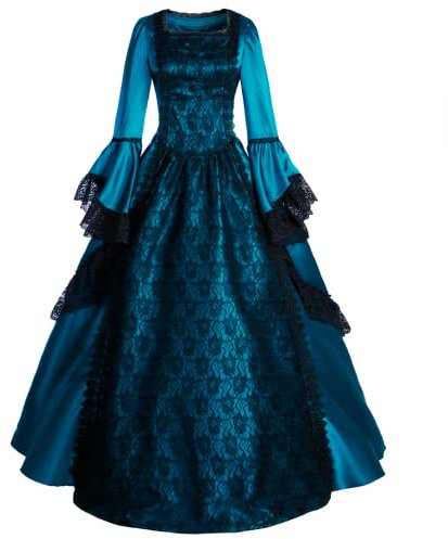 Jeufoin Viktorianisches Ballkleid für Damen, Ballkleid, Königin Marie Antoinette, Kostüm, Rokoko, Halloween, Maskerade, Seeblau, XX-Large