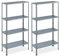 Set de 2 Estanterías Metal Galvanizado, 145x75,5x30 cm, 4 Baldas, hasta 160kg, Montaje Pernos, Acero, Sótano, Plateado