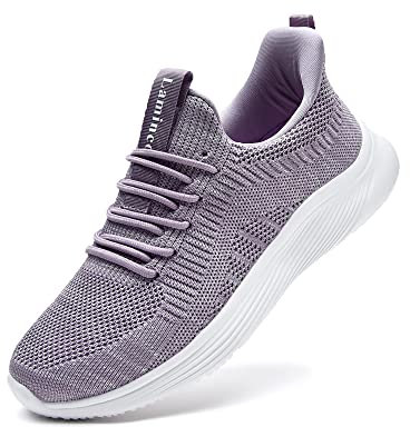 Lamincoa Scarpe da Camminare Donne scivolare Scarpe da Tennis in Schiuma Casual Memoria per Corsa in Palestra, Viola, 37 EU