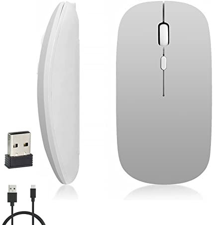 iSTYLE Rechargeable Wireless Mouse, Bluetooth or 2.4 GHz with USB Mini Receiver, Multi-Device, 1600 Dpi Optical Tracking, Silent Mice for Mac, PC, Macbook, iPad, Laptop, Tablet, Android, iOS, Windows