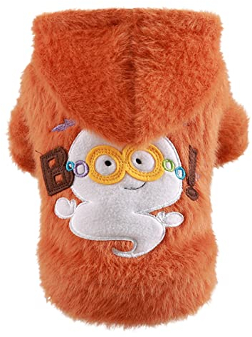 Rollkragen-Strickpullover für Haustiere Haustier Herbst Winter Warme Kleidung Plus Samt Warme Kleidung Halloween Kleiner Mittelgroßer Hundepullover Hundepullover Dalmatiner (Orange, XS)