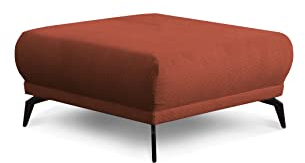 CAVADORE Hocker Cooper / Polsterhocker mit schwarzen Metallfüßen und feinem Cord-Bezug, als Beistellhocker oder Sitzhocker / 89 x 43 x 89 / Cord, Kupfer