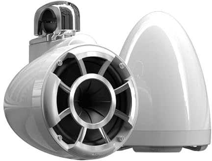 wet sounds Rev 8 White V2 Revolution Series 20,3 cm weiße Turm-Lautsprecher mit fester Klemme