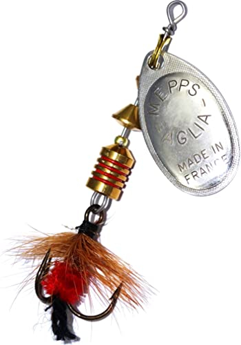 Cucchiaino girevole a palette ovale – Mepps Aglia Fly N°2 – 4,5 g – argento mosca rossa