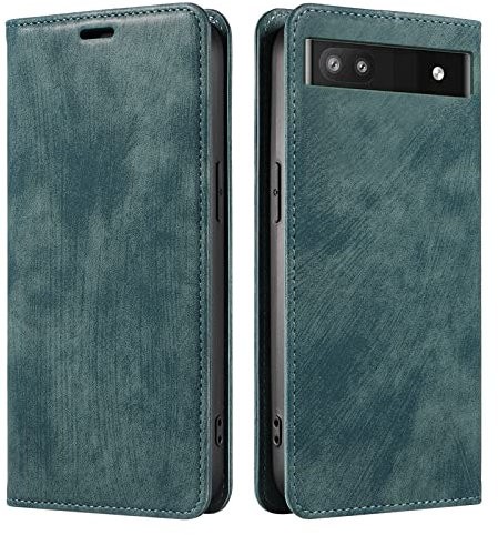 PaceBid Coque Compatible avec Google Pixel 7a, Étui de Protection Rétro Magnetique Antichoc PU en Cuir Clapet Portefeuille Protection Housse pour Google Pixel 7a -Vert