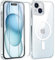 ivoler Magnetic Case for iphone 15 6.1 inch, [Compatible with MagSafe] with 2 packs Glass Screen Protector [Shockproof Military-Grade Protection] Slim Hard Cover - Clear