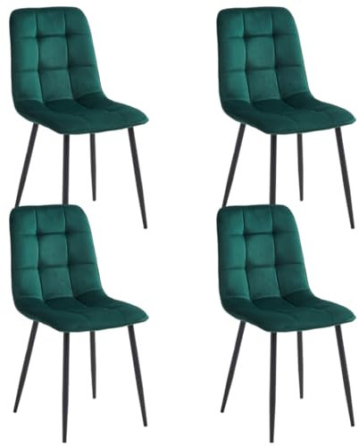 Colenis - Ela Esszimmerstühle - 4er Set - Grün - Samt - Für Esszimmer, Küche & Wohnzimmer - Modernes Design