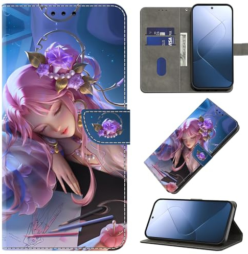 BOLELAW Hülle für Xiaomi Poco X3 Pro, Dornröschen | Stoßfest PU Leder Klapphülle, Magnetverschluss, Standfunktion, Kartenfächern
