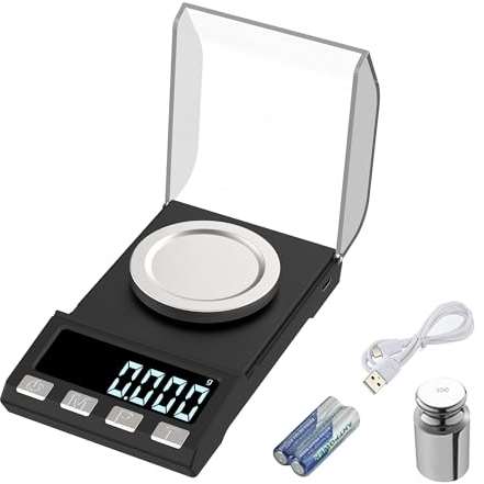 KUBEI 100g/0.001g USB Aufladen Milligramm Waage,Feinwaage Mini-Hochpräzise Grammwaage Digitalwaage Briefwaage Goldwaage Feinwaage, Schmuckwaage mit Kalibriergewichte, Pinzetten