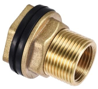 MACHSWON Raccord de cloison G1/2 femelle G3/4 mâle, adaptateur de tuyau avec 2 joints en silicone, pour tuyaux, robinets, tuyaux, raccords, pour réservoirs d'eau, laiton, 1 pièce