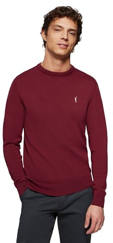 Polo Club Jersey Básico de Punto con Cuello Redondo Hombre - Suéter 100% Algodón con Logo Bordado