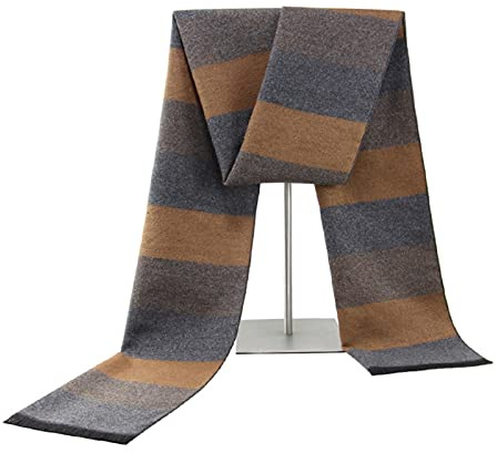 GLigeT Schals Schal for Männer Winter Warme Schal Kaschmir Schal Männer College Stil Modisch Streifen Schal Kaschmir Warm Herbst (Color : White)