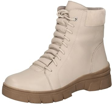 CAPRICE Damen Stiefeletten zum Schnüren aus Leder Wasserabweisend, Beige (Beige Nappa), 37 EU