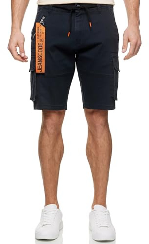 Indicode Herren INArnold Cargo Shorts aus 98% Baumwolle mit Kordelzug | Robuste Funktionshose für Outdoor und Sport, kurze Hose, Herrenshorts, Stoffshorts, Freizeithose, Outdoorhose für Männer