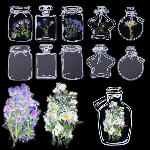 120 Stück Transparente Trockenblumen Lesezeichen Getrocknete Blumen Lesezeichen DIY Lesezeichen zum Herstellen von Lesezeichen und Anderen Bastelarbeiten Personalisiertes Aufkleber