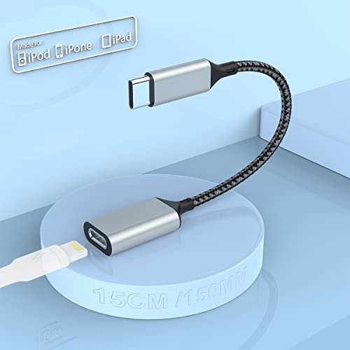 MTAKYI Adaptador De Audio USB-C a Lightning [Certificado MFi], Micrófono Audio para Auriculares Compatible con Lightning EarPods/Auriculares, iPhone16/15/iPad Pro/Air 4/Mini 6, Samsung, Windows