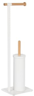 Home ESPRIT Toilettenpapierhalter, Weiß, Natur, Metall, Bambus, 22 x 16 x 68 cm