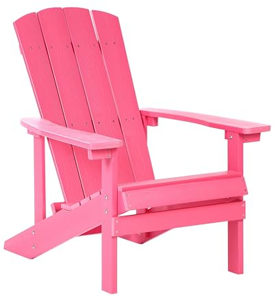 Chaise de Jardin en Plastique Effet Bois Terrasse Extérieur Rose Adirondack