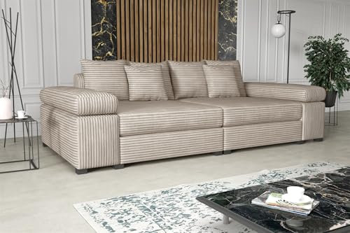 Fun Möbel Big Sofa Couchgarnitur Megasofa Riesensofa Arezzo in Stoff Tilia (Creme)