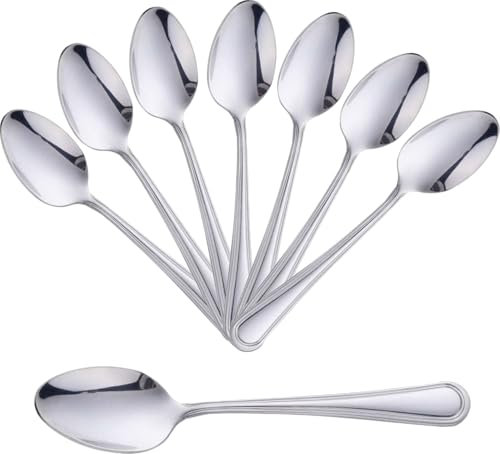 Stainless Steel Tablespoons Set of 8 - Soup, Serving, Table Spoons, Dishwasher Safe, Durable, Mirror Finish, Rust Resistant - Ideal for Home, Restaurants, Parties, Café