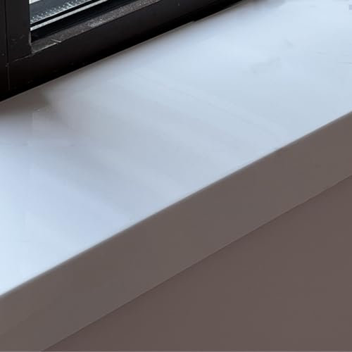 Alfeizar Ventana Protector de Alféizar de Ventana con Acabado de Azulejos Blancos, Placa Protectora de Borde de Ventana Salediza a Prueba de Agua/Aceite, Cubierta de Repisa de Ventana(60x12cm/23.6x4.7