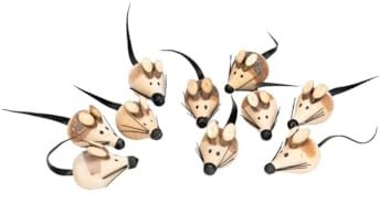 NaDeco Holzmäuse Deko 10er Set – ca. 4 cm – Handarbeit – Deko Mäuse für Geldgeschenke, Hochzeit, Gastgeschenke, Bastelideen, DIY Tischdeko, natürliche Holzfiguren Set