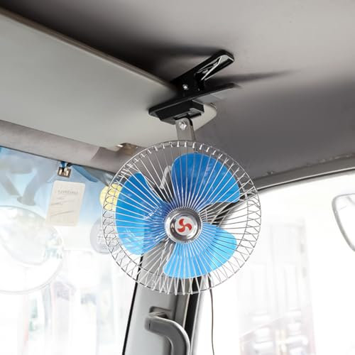 Starnearby Ventilatore Auto 12V/24V, Ventilatore per Auto Aria Fredda Potente con Clip, 2 velocità Regolabili, Ventilatore Auto Accendisigari per Camion, SUV, Camper