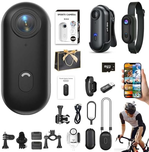 Mini Action Cam 4K,Tragbare Kamera mit 360° Drehbarem Clip und Magnetclip,Wasserdichter 4K-Körperkamera,Motorrad Kamera,Immersive Aufnahmen fürs Radfahren, Spazierengehen mit Tieren (B-schwarz)
