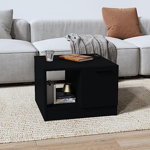 WKIEQACO Couchtisch, Schwarz, 50 x 50 x 36 cm, Holztische, Akzenttische, Couchtische
