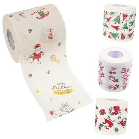WRITWAA 4rollen Weihnachtstoilettenpapier Mit Motiven Bedrucktes Toilettenpapier Für Feiertage Weihnachtsdeko Für Badezimmer Und Party