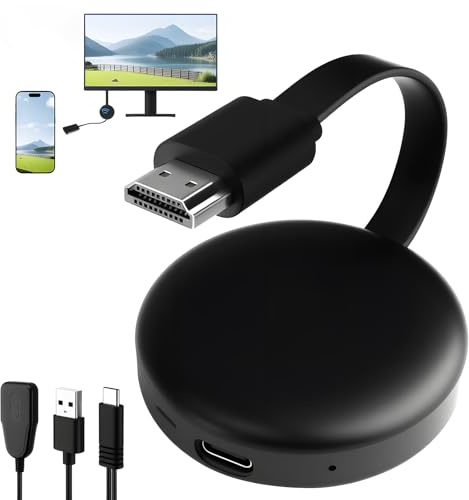 Dongle HDMI Inalámbrico 4K 5G WiFi para TV, Proyector y Monitor Adaptador de Pantalla para iOS, Android, Windows Transmisión en Alta Definición 1080P/4K para Presentaciones, Cine en Casa y Juegos