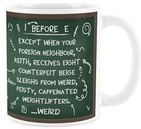 Purely Home I Before E Novelty Mug - Funny English Language Joke Ceramic Coffee/Tea Cup Gift