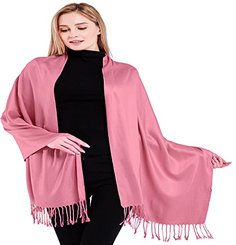 CJ Apparel Pink Solid Colour Design Nepalese Shawl Seconds Scarf Wrap Stole Throw Head Wrap Face Cover Pashmina NEW