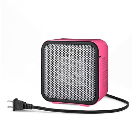 Amazon Basics Ceramic Space Heater, Portable Mini Heater for Office Desk, Indoor Use, 500W, With Tip-Over Protection, Lightweight 1.4 lbs, Pink, 5.9 x 3.2 x 6 inches