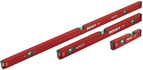 SOLA LSX482410 X PRO Aluminum Box Profile Spirit Level Set with 60% Magnified Vials, 10, 24 & 48-Inch, Red