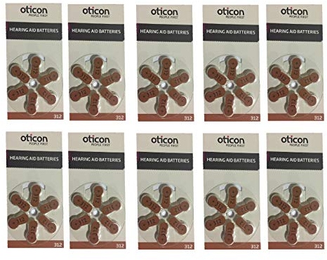 Oticon | Hörgerät Batterie | Typ P312 | Brauner Aufkleber | 2 Karten | 12 Batterien