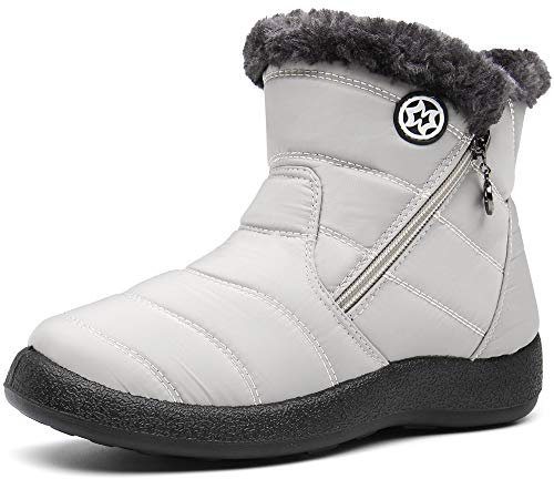 Damen Winterstiefel Wasserdicht Warm gefütterte Schneestiefel Winterschuhe Winter Kurzschaft Stiefel Boots Schuhe Beige 39
