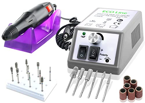 Elektrische Nagelfeile Nagelfräser Fußpflegegerät Fräser Maniküre Pediküre Schleifgeräte Set mit 10 verschiedenen Diamantschleifer für Hand/ Fußpflege zur Hornhautentfernung und Naildesign