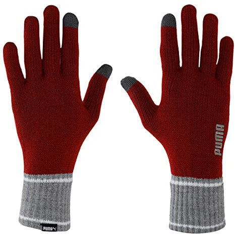 PUMA Unisex Knit Gloves Handschuhe, Intense Red-Medium, S