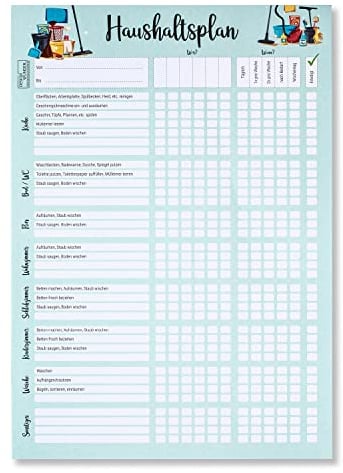 DESIGN WUNDER® Haushaltsplan zum Selberschreiben A4 [70 Blatt] Haushaltsplaner Familie mit Aufgaben (Haushaltsplan) – Wochenplaner A4 als Putzplan für Familien (Familienorganizer)